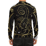 Gold And Black Scorpio Sign Print Men's Long Sleeve Rash Guard