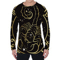 Gold And Black Scorpio Sign Print Men's Long Sleeve T-Shirt