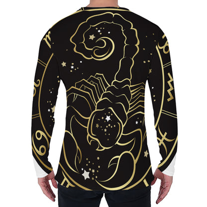 Gold And Black Scorpio Sign Print Men's Long Sleeve T-Shirt