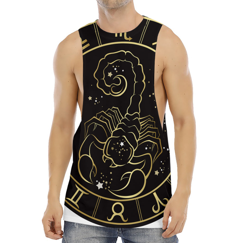 Gold And Black Scorpio Sign Print Men's Muscle Tank Top