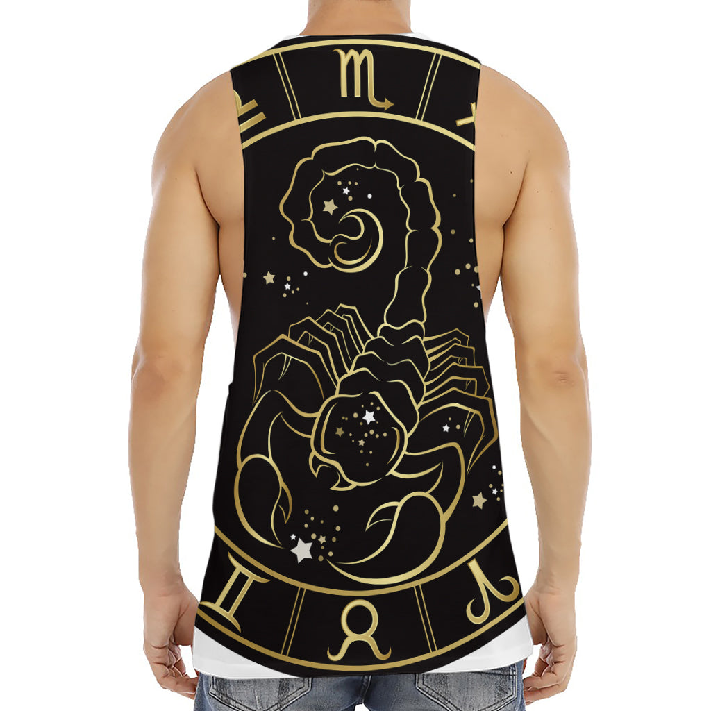 Gold And Black Scorpio Sign Print Men's Muscle Tank Top