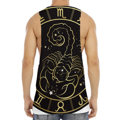 Gold And Black Scorpio Sign Print Men's Muscle Tank Top