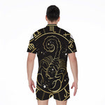 Gold And Black Scorpio Sign Print Men's Rompers