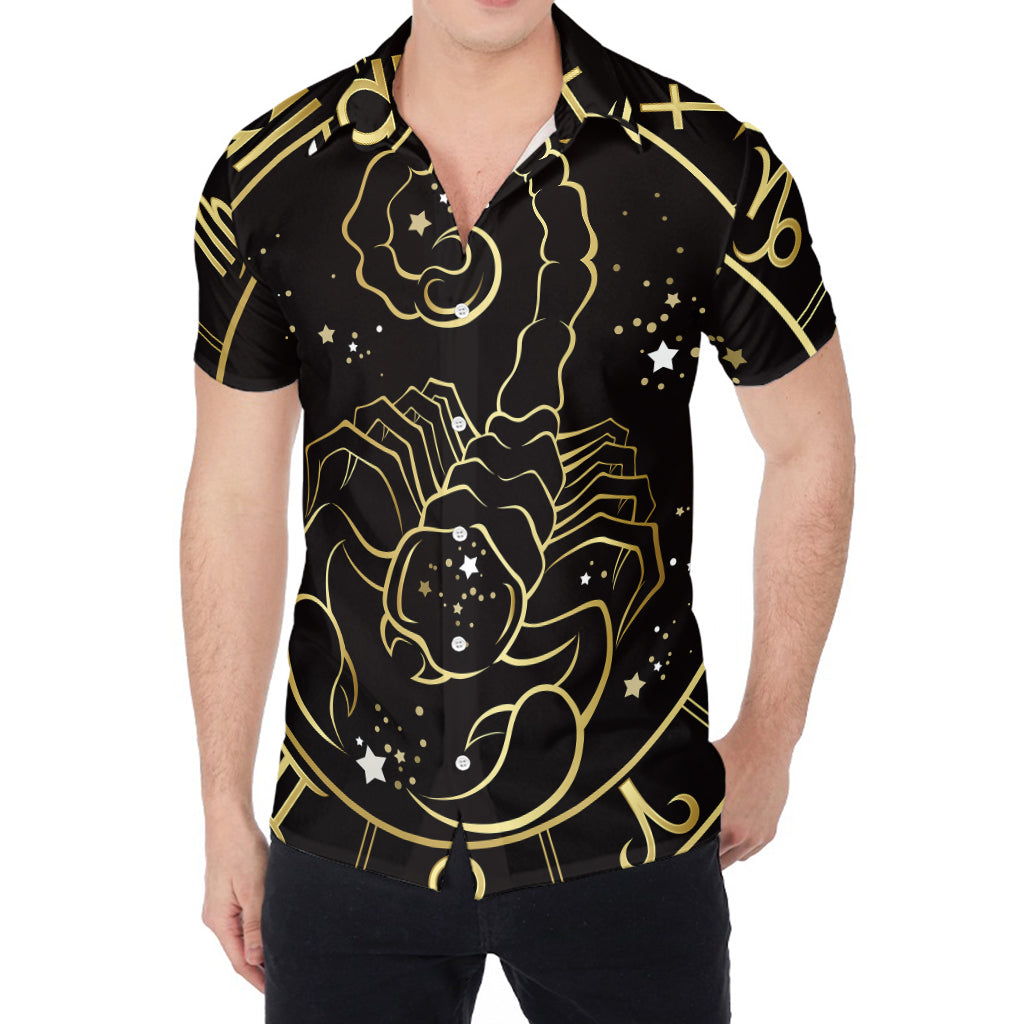 Gold And Black Scorpio Sign Print Men's Shirt