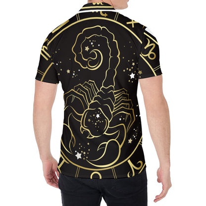 Gold And Black Scorpio Sign Print Men's Shirt
