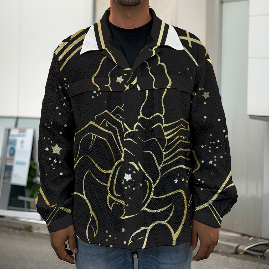 Gold And Black Scorpio Sign Print Men's Shirt Jacket