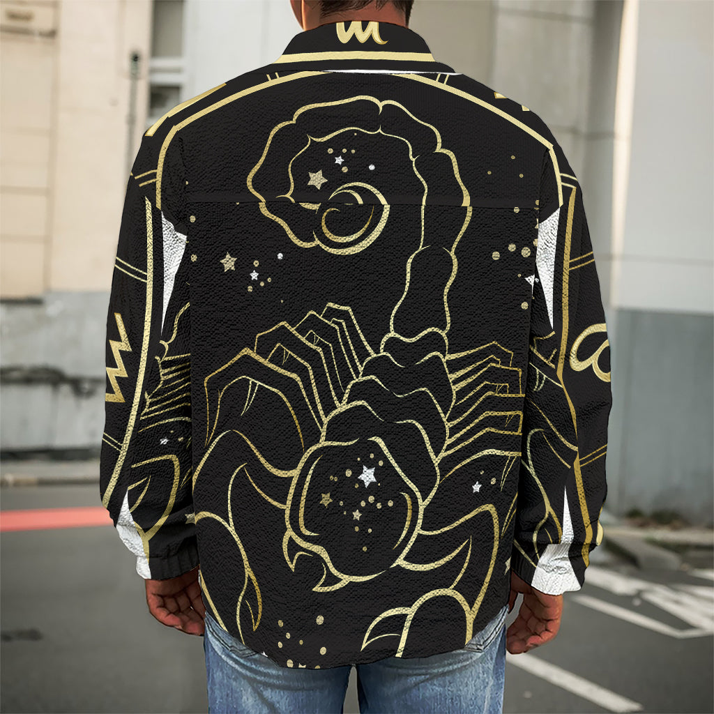 Gold And Black Scorpio Sign Print Men's Shirt Jacket