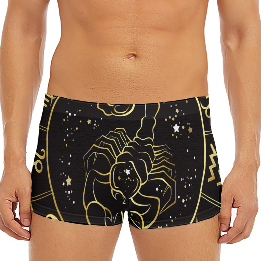 Gold And Black Scorpio Sign Print Men's Short Boxer Briefs