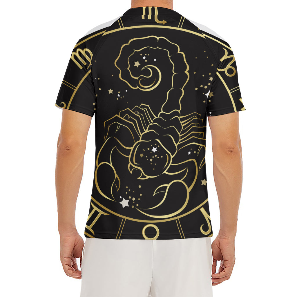 Gold And Black Scorpio Sign Print Men's Short Sleeve Rash Guard