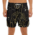 Gold And Black Scorpio Sign Print Men's Split Running Shorts