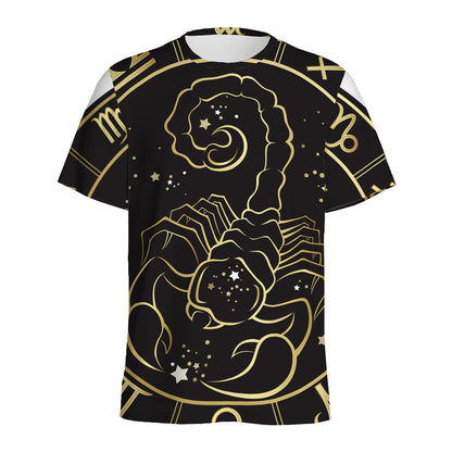 Gold And Black Scorpio Sign Print Men's Sports T-Shirt
