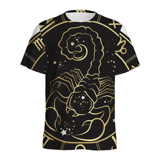 Gold And Black Scorpio Sign Print Men's Sports T-Shirt