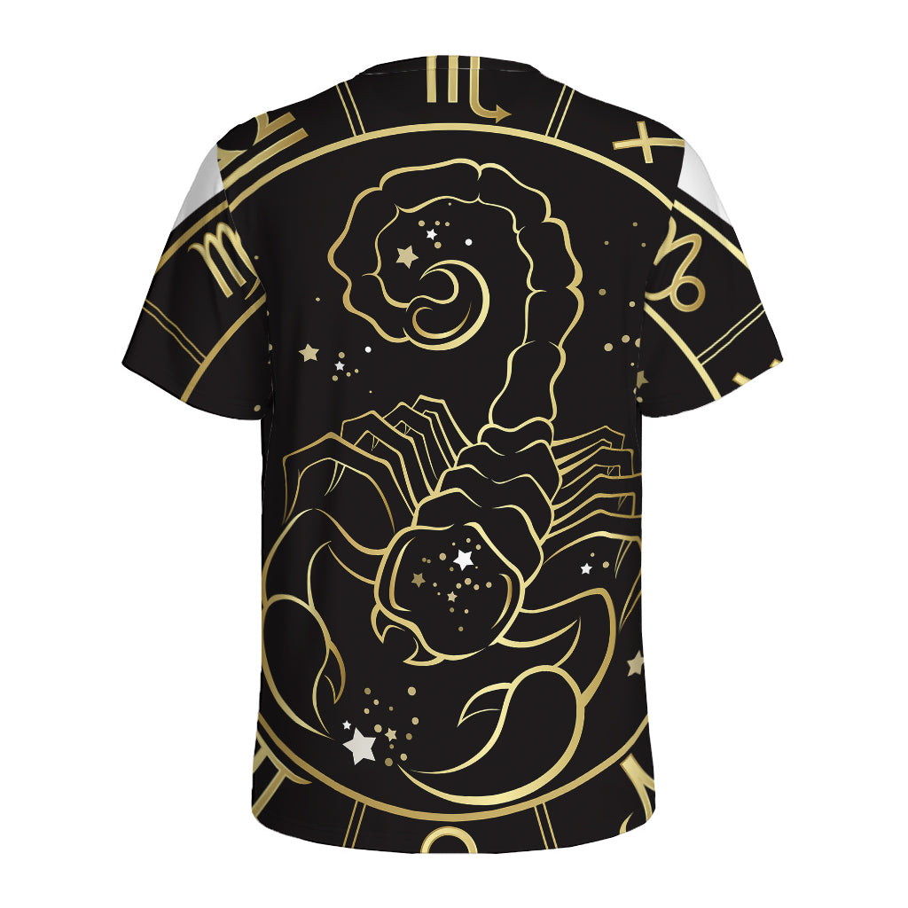Gold And Black Scorpio Sign Print Men's Sports T-Shirt