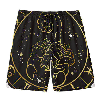 Gold And Black Scorpio Sign Print Men's Swim Trunks