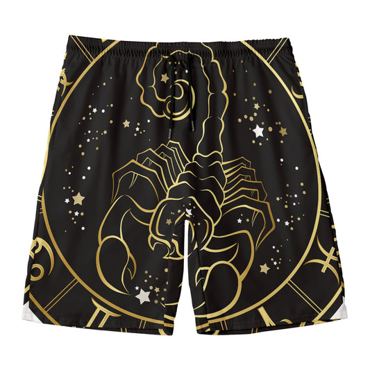 Gold And Black Scorpio Sign Print Men's Swim Trunks