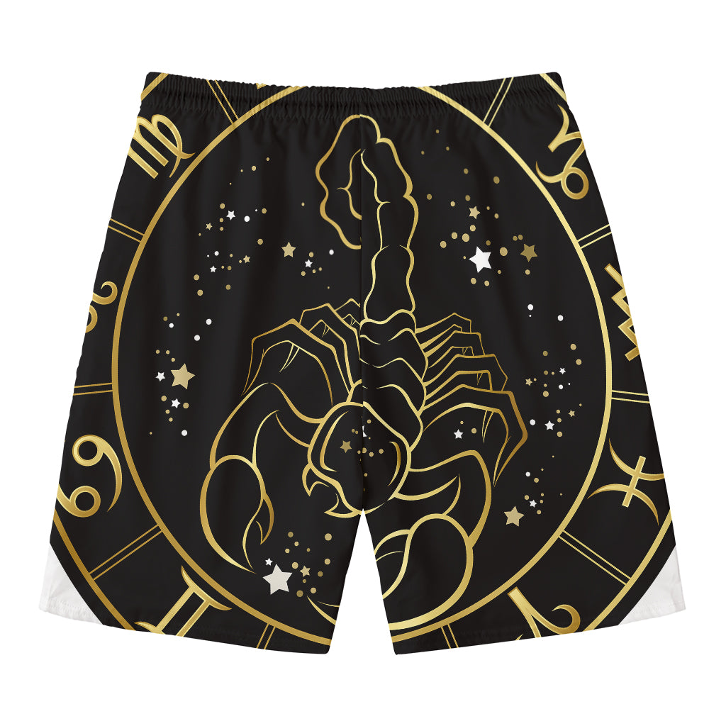 Gold And Black Scorpio Sign Print Men's Swim Trunks