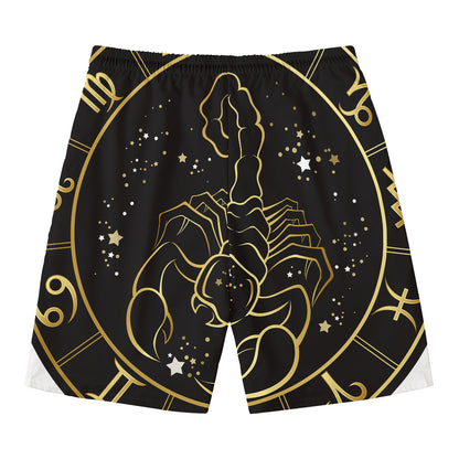 Gold And Black Scorpio Sign Print Men's Swim Trunks