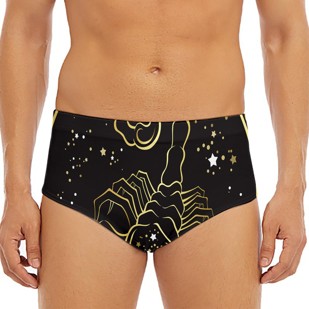 Gold And Black Scorpio Sign Print Men's Triangle Swim Briefs