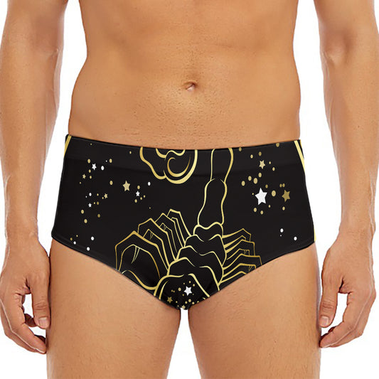 Gold And Black Scorpio Sign Print Men's Triangle Swim Briefs