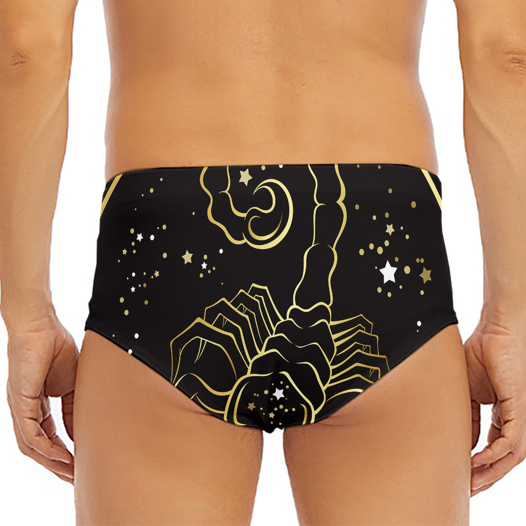 Gold And Black Scorpio Sign Print Men's Triangle Swim Briefs