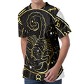 Gold And Black Scorpio Sign Print Men's Velvet T-Shirt