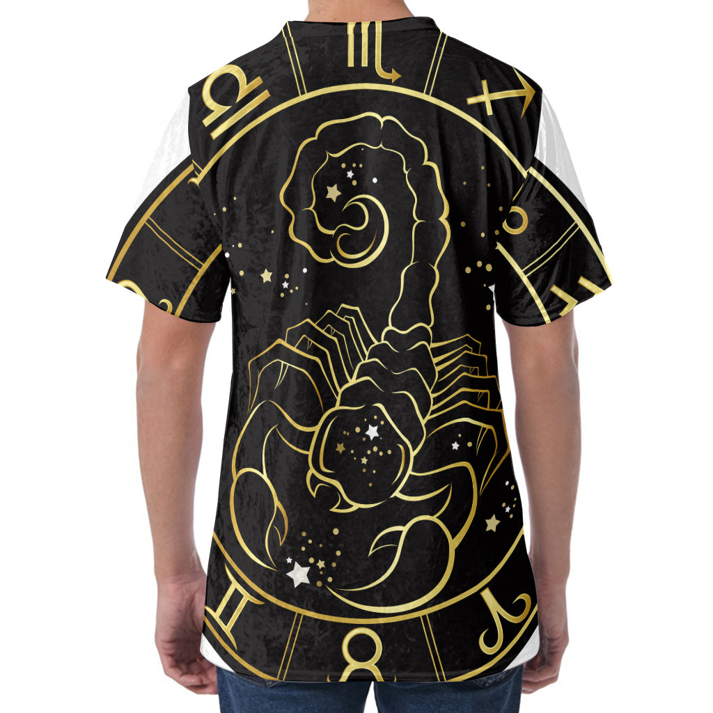 Gold And Black Scorpio Sign Print Men's Velvet T-Shirt