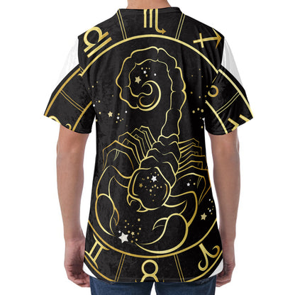 Gold And Black Scorpio Sign Print Men's Velvet T-Shirt