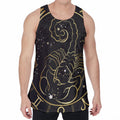 Gold And Black Scorpio Sign Print Men's Velvet Tank Top