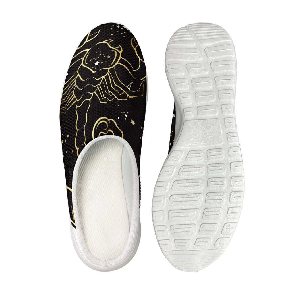 Gold And Black Scorpio Sign Print Mesh Casual Shoes