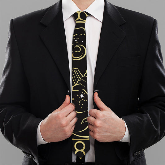 Gold And Black Scorpio Sign Print Necktie