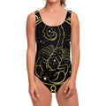 Gold And Black Scorpio Sign Print One Piece Swimsuit