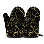 Gold And Black Scorpio Sign Print Oven Mitts