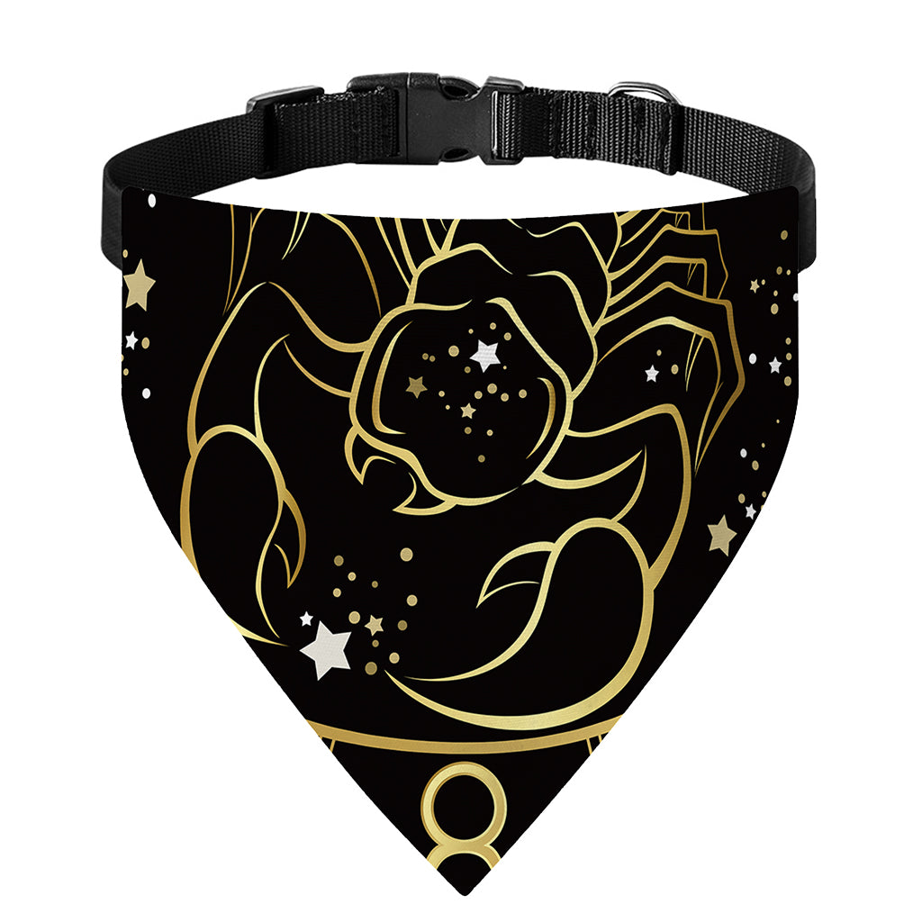 Gold And Black Scorpio Sign Print Over The Collar Dog Bandana
