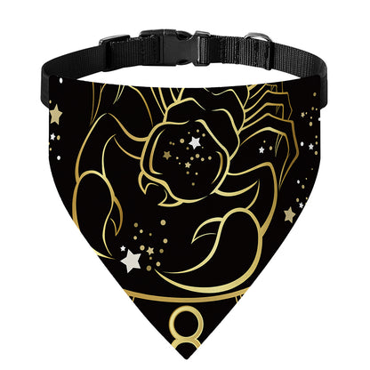 Gold And Black Scorpio Sign Print Over The Collar Dog Bandana