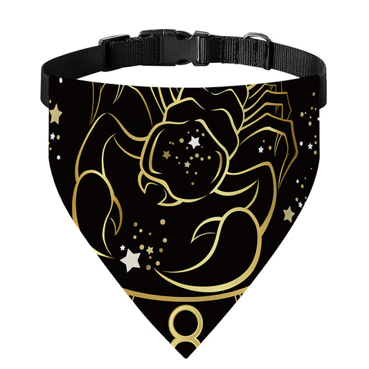 Gold And Black Scorpio Sign Print Over The Collar Dog Bandana