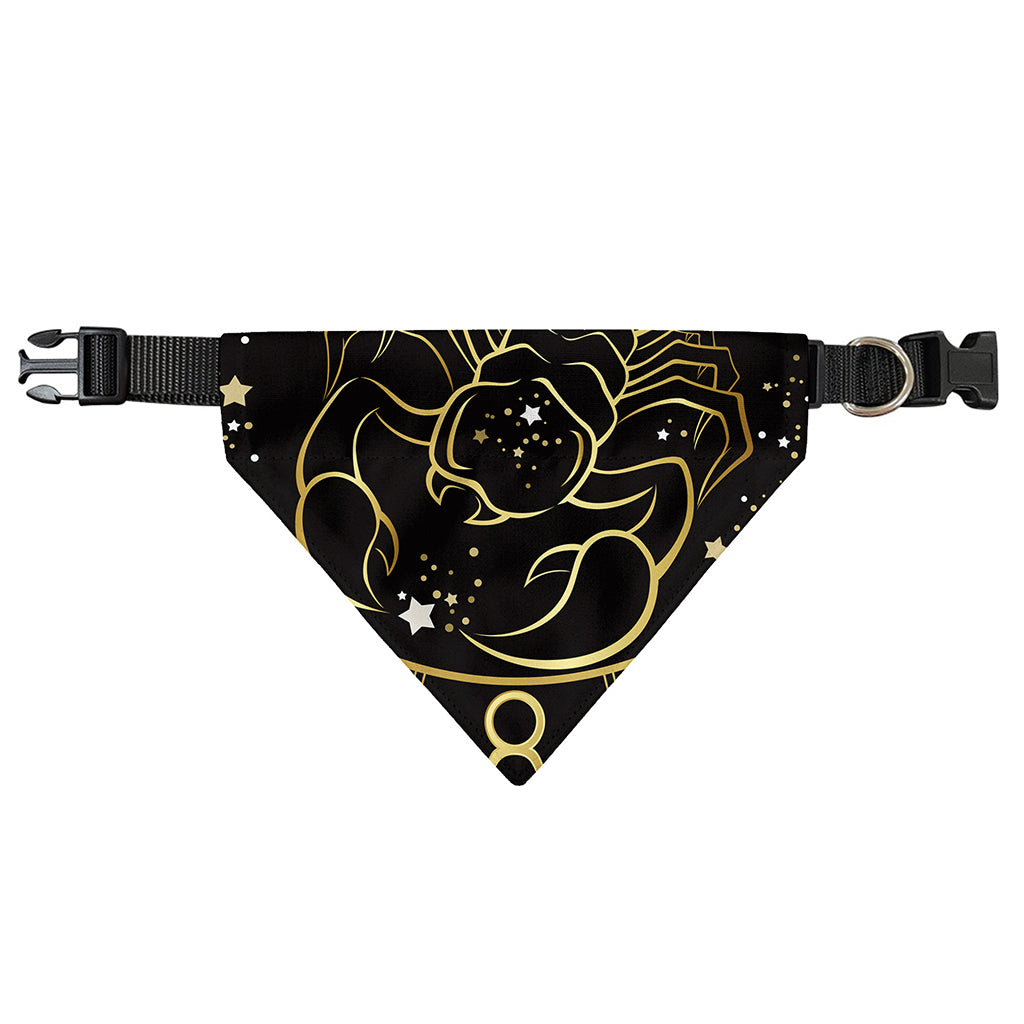 Gold And Black Scorpio Sign Print Over The Collar Dog Bandana
