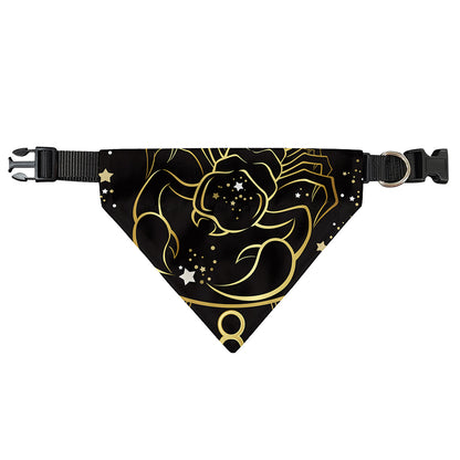 Gold And Black Scorpio Sign Print Over The Collar Dog Bandana