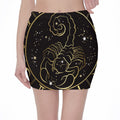 Gold And Black Scorpio Sign Print Pencil Mini Skirt
