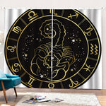 Gold And Black Scorpio Sign Print Pencil Pleat Curtains