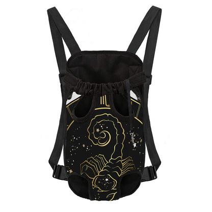 Gold And Black Scorpio Sign Print Pet Carrier Backpack