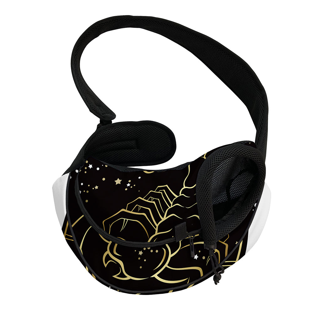Gold And Black Scorpio Sign Print Pet Sling Carrier