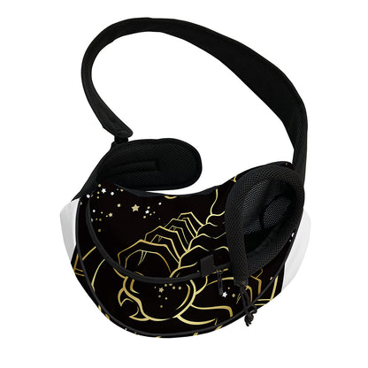 Gold And Black Scorpio Sign Print Pet Sling Carrier