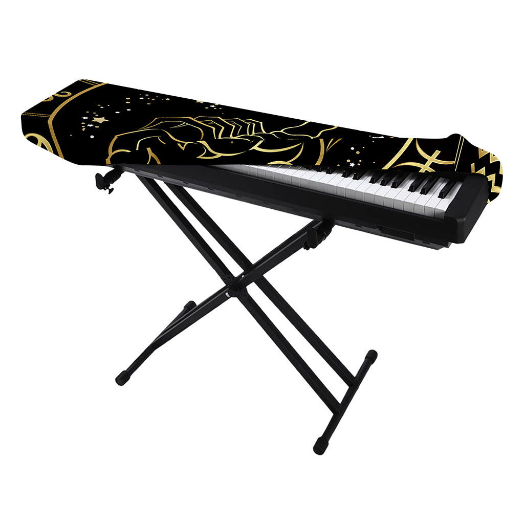 Gold And Black Scorpio Sign Print Piano Keyboard Cover