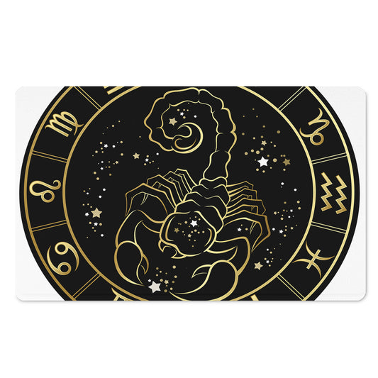 Gold And Black Scorpio Sign Print Polyester Doormat