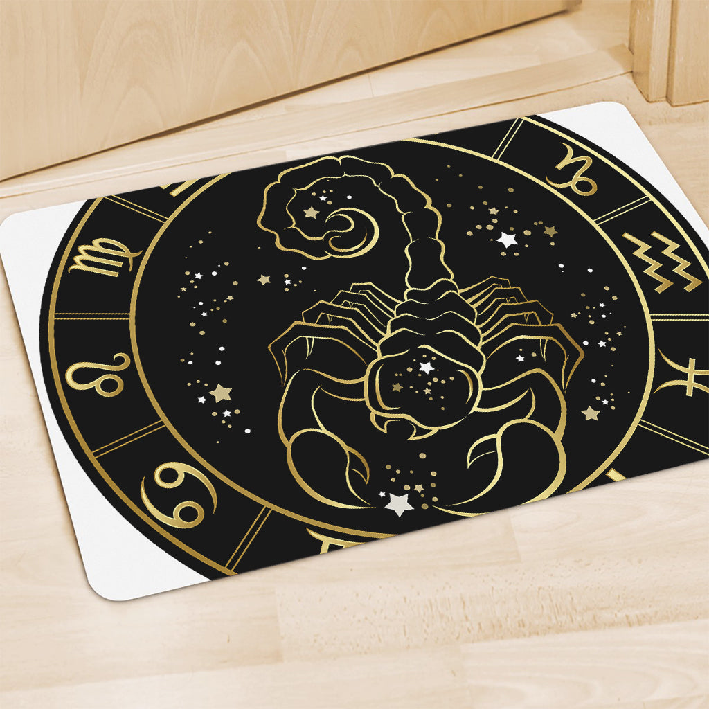 Gold And Black Scorpio Sign Print Polyester Doormat