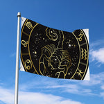 Gold And Black Scorpio Sign Print Polyester Flag