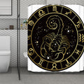 Gold And Black Scorpio Sign Print Polyester Shower Curtain