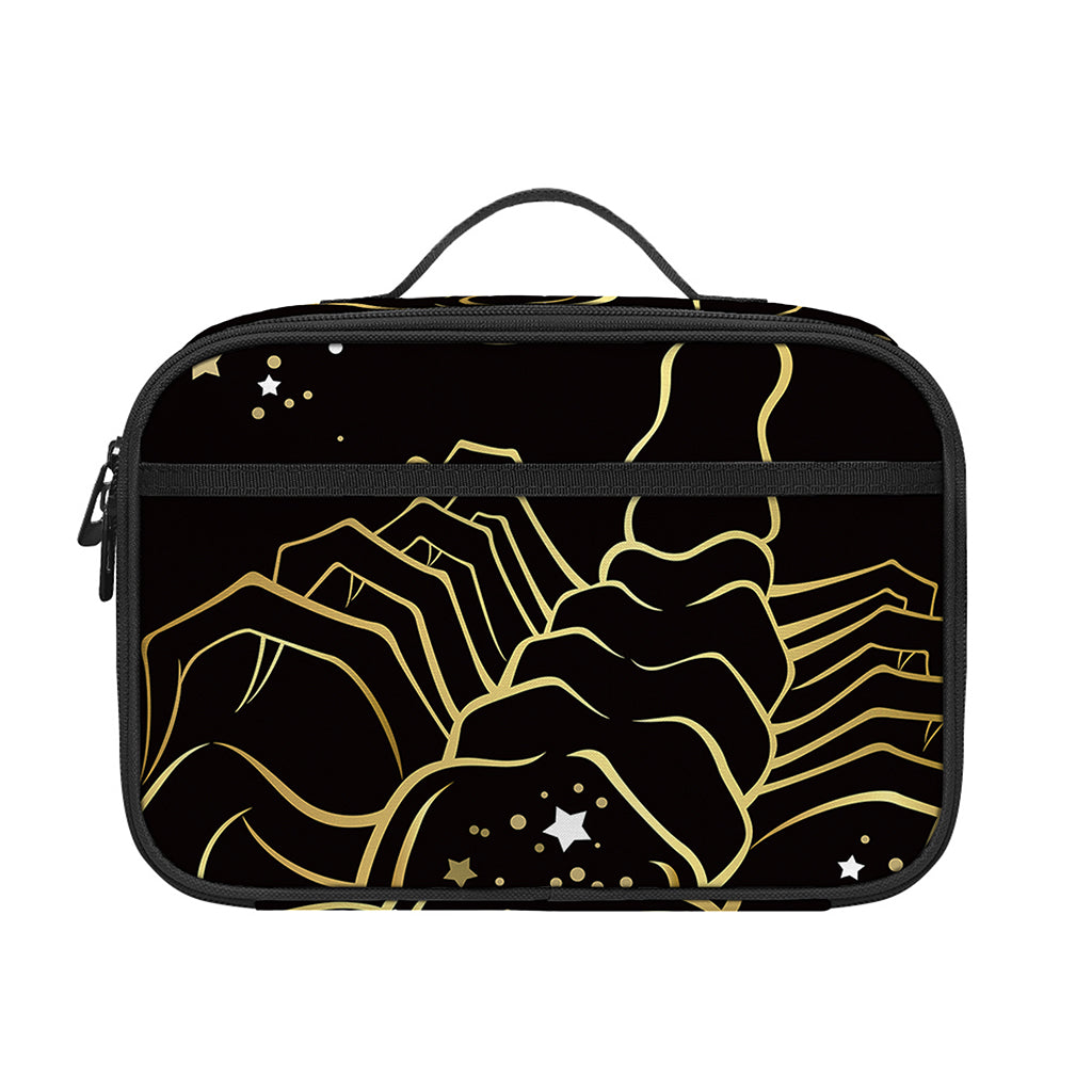 Gold And Black Scorpio Sign Print Portable Lunch Bag