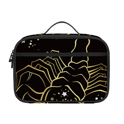 Gold And Black Scorpio Sign Print Portable Lunch Bag