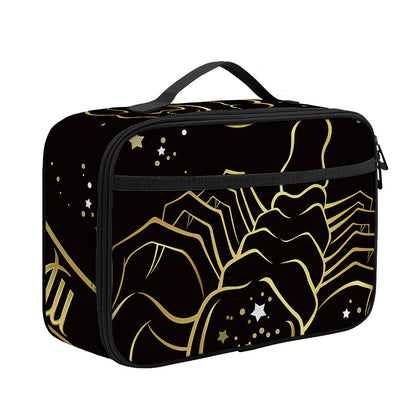 Gold And Black Scorpio Sign Print Portable Lunch Bag